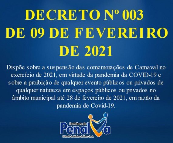 DECRETO Nº 003 DE 09 DE FEVEREIRO DE 2021